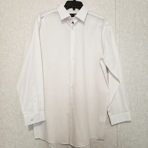 JF J.FERRAR  SLIM...LONG SLEEVE BUTTON UP SHIRT...WHITE...SIZE:LARGE
